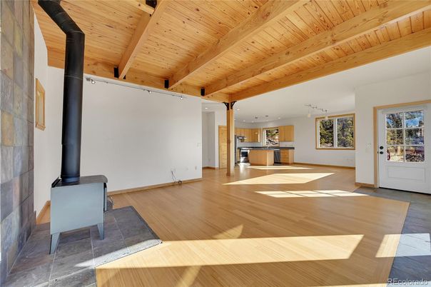 Fireplace, Interior, Kitchen, Wooden Beams, Wooden Ceilings, Wood Texture Flooring