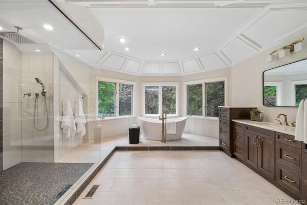 Bathroom, Dual Sink Vanities, Free Standing Baths, Glass Shower, Interior, Recessed Lighting