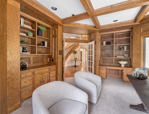 Home Office, Interior, Recessed Lighting, Wooden Beams, Wooden Walls