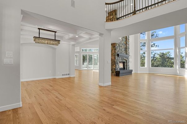 Fireplace, Interior, Recessed Lighting, Wood Texture Flooring