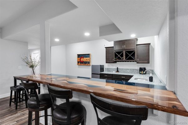 Dining room, Interior, Kitchen, Recessed Lighting, Wood Texture Flooring