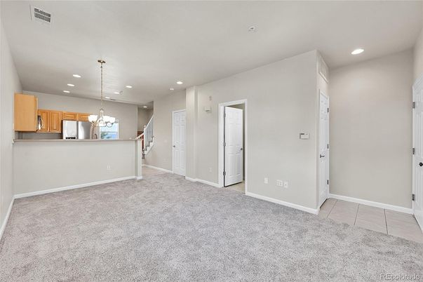 Chandelier, Empty room, Interior, Kitchen, Recessed Lighting