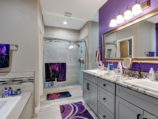 Bathroom, Dual Sink Vanities, Glass Shower, Interior, Recessed Lighting