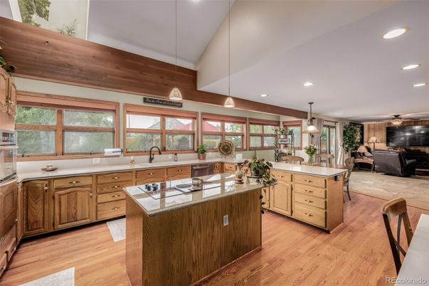 Interior, Kitchen, Living room, Pendant Lights, Recessed Lighting, Wood Texture Flooring