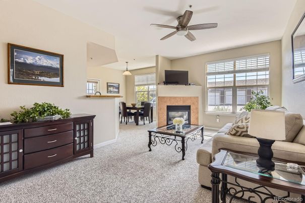 Dining room, Fireplace, Interior, Living room, Pendant Lights