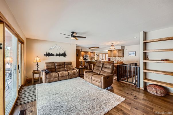 Interior, Kitchen, Living room, Recessed Lighting, Wood Texture Flooring