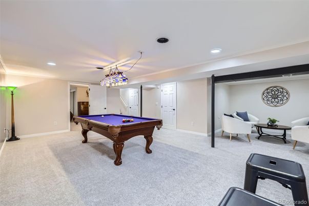 Billiard Table, Game Room, Interior, Recessed Lighting