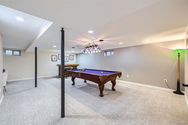 Billiard Table, Game Room, Interior, Recessed Lighting