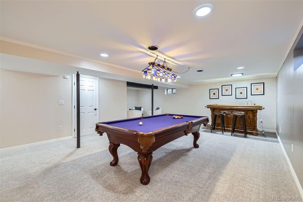 Billiard Table, Game Room, Interior, Recessed Lighting