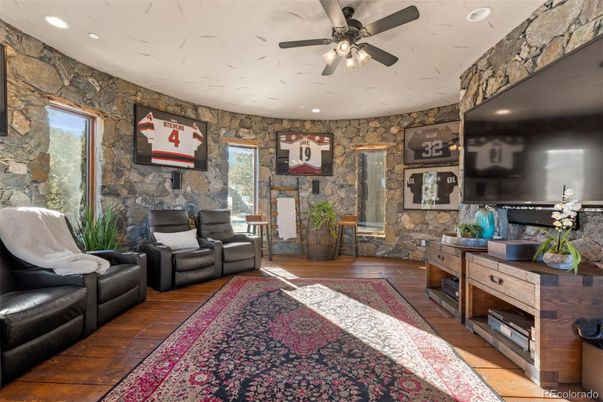 Interior, Recessed Lighting, Stone Walls, Wood Texture Flooring