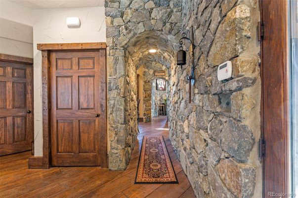 Interior, Stone Walls, Wood Texture Flooring