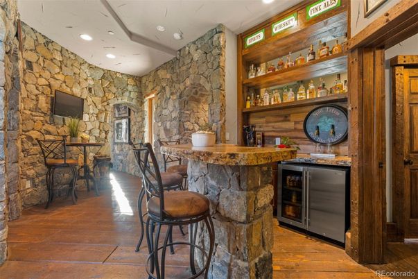 Interior, Recessed Lighting, Stone Walls, Wood Texture Flooring