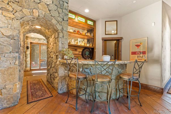 Interior, Recessed Lighting, Stone Walls, Wood Texture Flooring