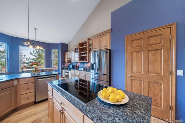 Interior, Kitchen, Pendant Lights, Stainless Steel Appliances, Wood Texture Flooring