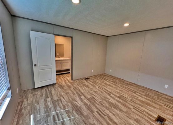 Bathroom, Empty room, Interior, Recessed Lighting, Wood Texture Flooring