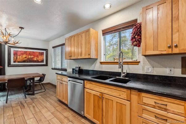 Dining room, Interior, Kitchen, Recessed Lighting, Wood Texture Flooring