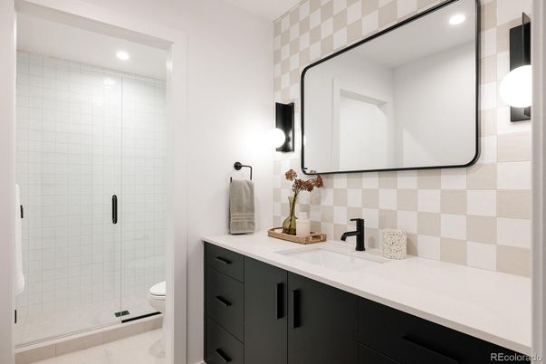 Bathroom, Glass Shower, Interior, Recessed Lighting