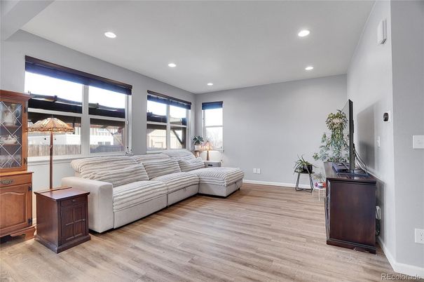 Interior, Living room, Recessed Lighting, Wood Texture Flooring