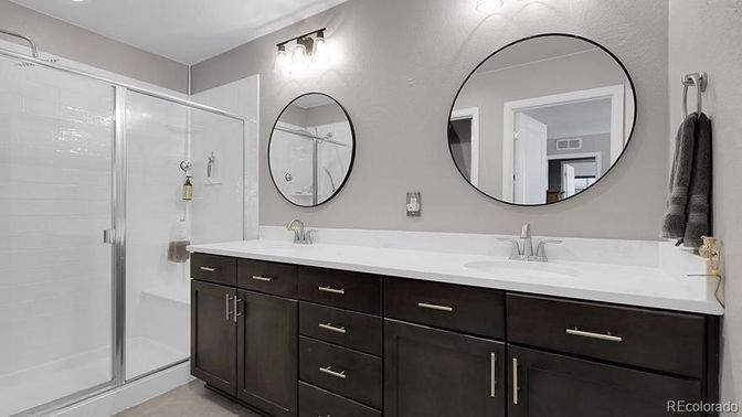 Bathroom, Dual Sink Vanities, Glass Shower, Interior