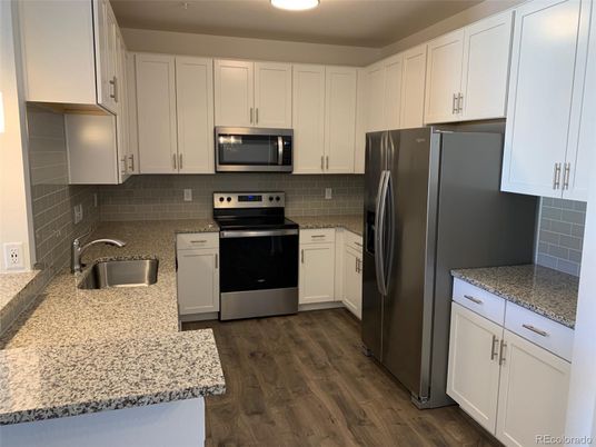 Interior, Kitchen, Stainless Steel Appliances, Wood Texture Flooring