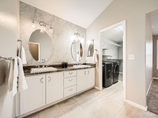 Bathroom, Dual Sink Vanities, Interior, Washer