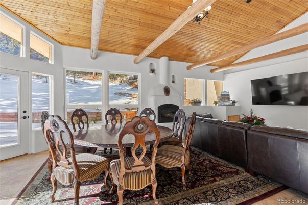 Dining room, Fireplace, Interior, Living room, Wooden Beams, Wooden Ceilings