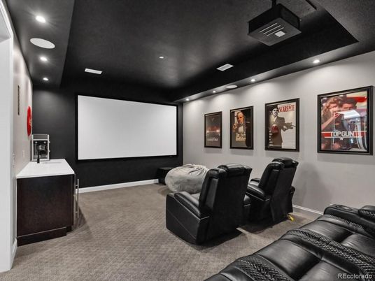 Home Theatre Room, Interior, Projection Screen, Recessed Lighting, Theatre Room