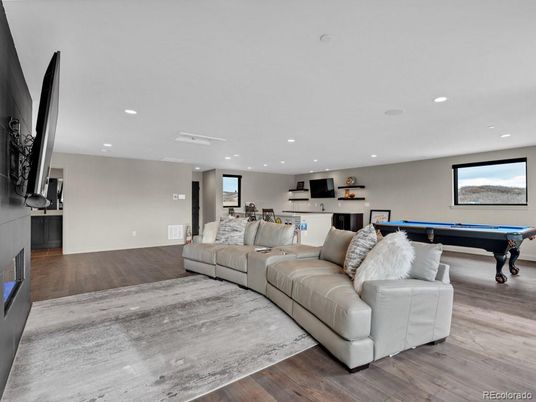 Billiard Table, Game Room, Interior, Living room, Recessed Lighting, Wood Texture Flooring
