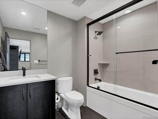 Bathroom, Glass Shower, Interior, Recessed Lighting