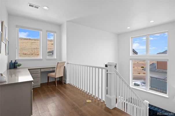 Home Office, Interior, Recessed Lighting, Wood Texture Flooring