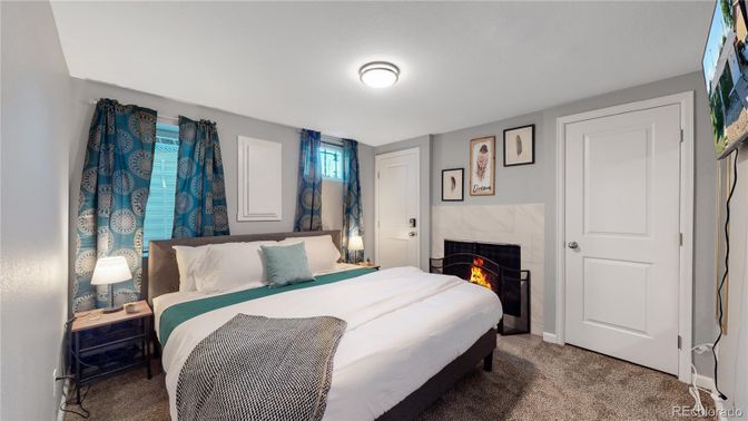 Bedroom, Fireplace, Interior