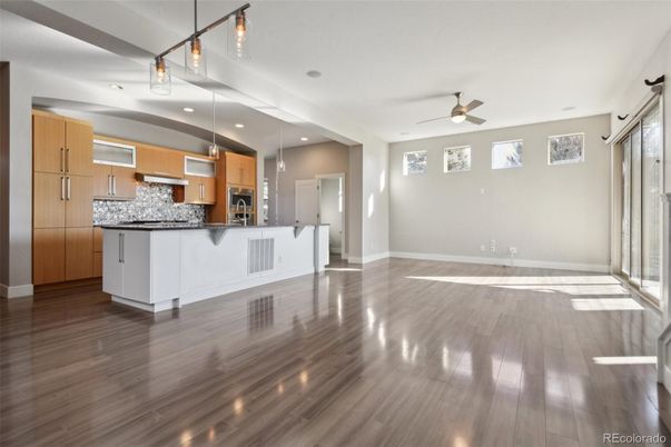 Interior, Kitchen, Pendant Lights, Recessed Lighting, Wood Texture Flooring