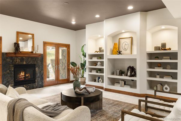 Fireplace, Interior, Living room, Recessed Lighting