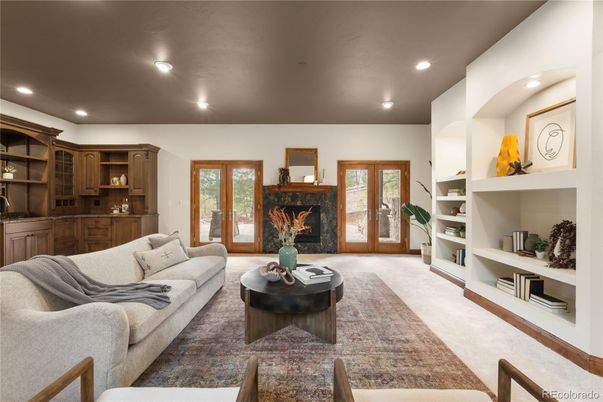 Fireplace, Interior, Living room, Recessed Lighting
