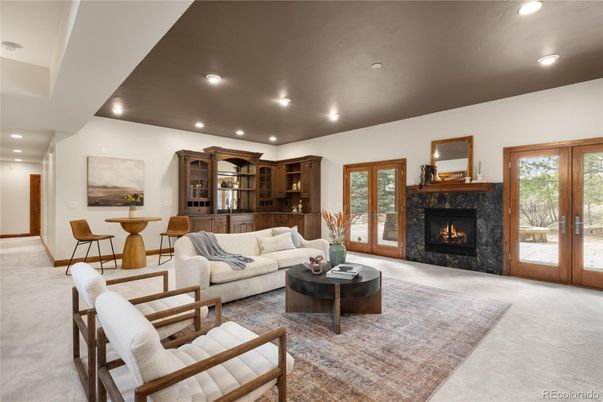 Dining room, Fireplace, Interior, Living room, Recessed Lighting