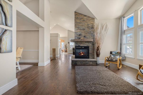 Fireplace, Interior, Stone Walls, Wood Texture Flooring