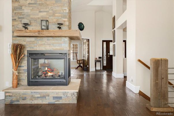 Fireplace, Interior, Stone Walls, Wood Texture Flooring