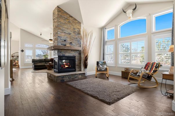 Fireplace, Interior, Living room, Stone Walls, Wood Texture Flooring