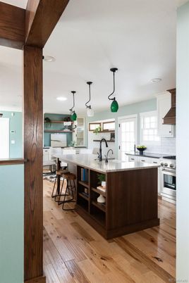 Interior, Kitchen, Pendant Lights, Recessed Lighting, Wood Texture Flooring