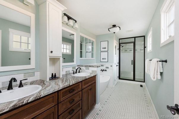 Bathroom, Dual Sink Vanities, Glass Shower, Interior