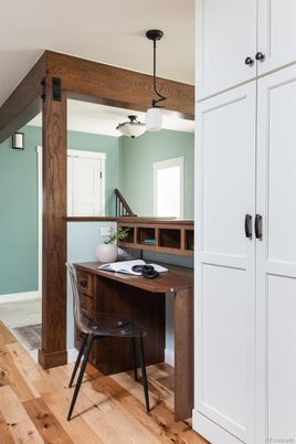 Home Office, Interior, Pendant Lights, Wood Texture Flooring