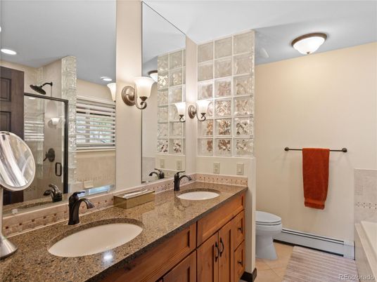 Bathroom, Dual Sink Vanities, Glass Shower, Interior, Recessed Lighting