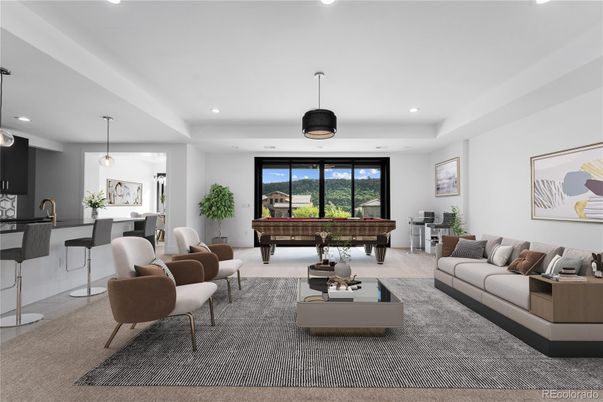 Billiard Table, Game Room, Interior, Living room, Pendant Lights, Recessed Lighting