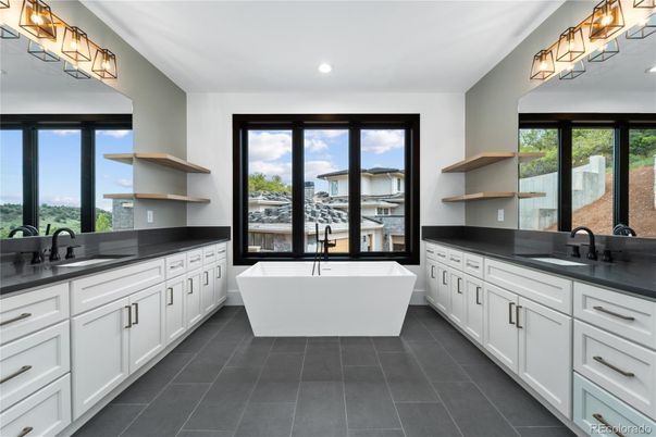 Bathroom, Dual Sink Vanities, Free Standing Baths, Interior, Recessed Lighting