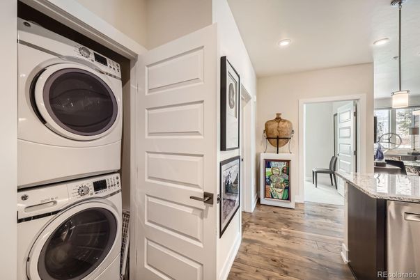 Interior, Pendant Lights, Recessed Lighting, Utility Closets, Washer, Wood Texture Flooring