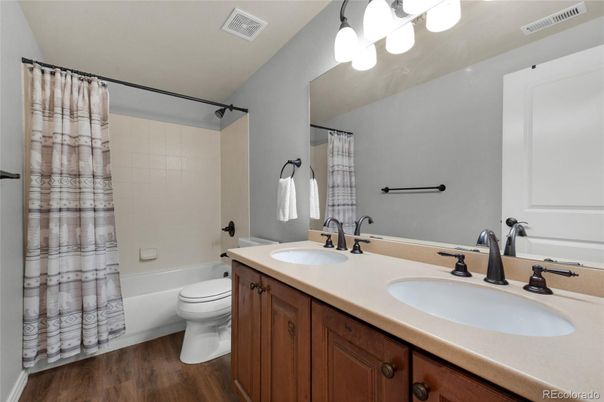 Bathroom, Dual Sink Vanities, Interior, Wood Texture Flooring