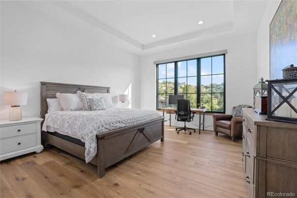 Bedroom, Home Office, Interior, Recessed Lighting, Wood Texture Flooring