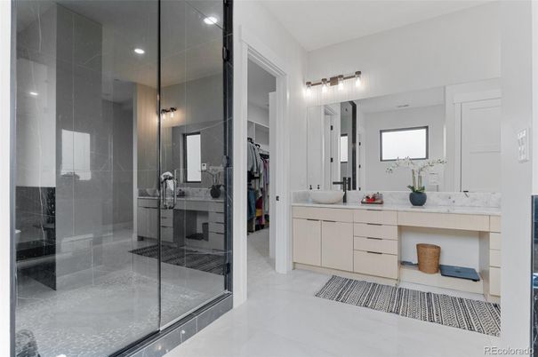 Bathroom, Dual Sink Vanities, Glass Shower, Interior