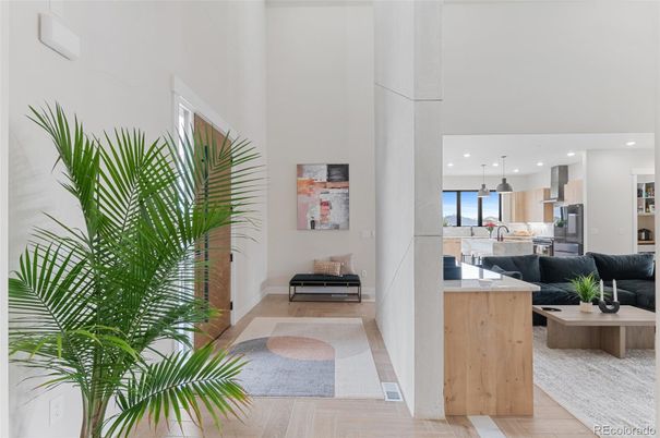 Interior, Kitchen, Living room, Pendant Lights, Recessed Lighting, Stainless Steel Appliances, Wood Texture Flooring