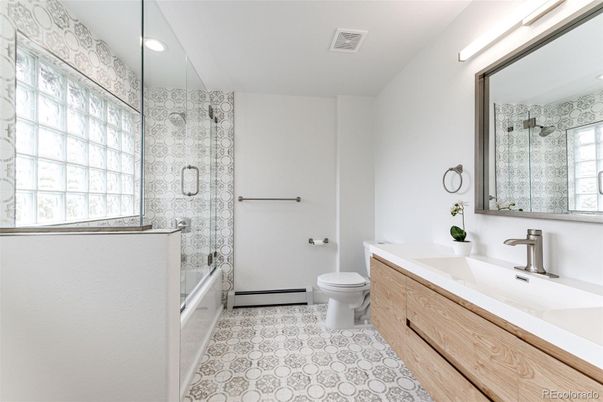 Bathroom, Dual Sink Vanities, Glass Shower, Interior, Recessed Lighting